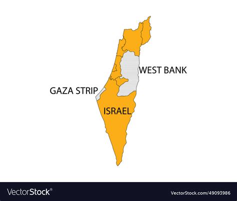 Israel gaza west bank map Royalty Free Vector Image