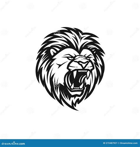 Lion Head Black and White Illustration. Generative AI Stock Illustration - Illustration of ...