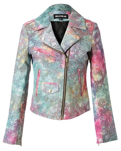 HOUSE OF HOLLAND | Tie-dye Leather Biker Jacket | Colorful leather ...