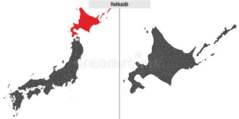 Map of Hokkaido Prefecture of Japan Stock Vector - Illustration of town ...