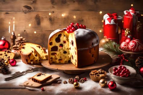 Premium AI Image | Italian cake named panettone typical christmas cake