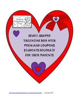 Valentine Parent Gift, Valentine Coupons, Valentine Card, Valentine Poem