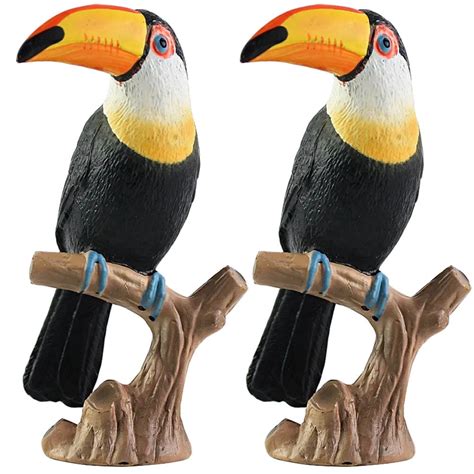 2 Pcs Artificial Bird Toys Wild Animal Figurines Toy Toucan Stuffed ...