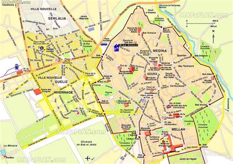 Marrakech maps - Top tourist attractions - Free, printable city street map