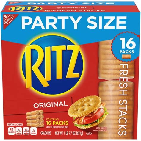 RITZ Crackers, Original Flavor, 1 Party Size Box of Fresh Stacks (16 ...