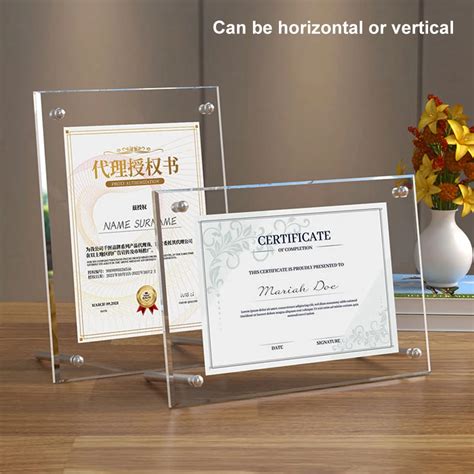 Clear-Acrylic-Tabletop-Picture-Frame-Frameless-Picture-Frame-Certificate-Camp-Poster-Display ...