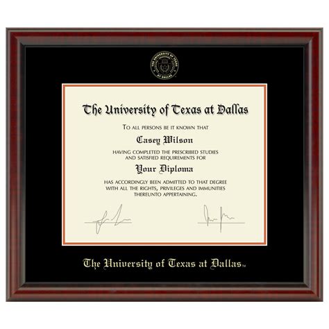 University of Texas Dallas Diploma Frame campus photo Graduation UTD ...