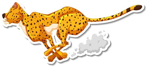 Cheetah running cartoon character on white background 4343420 Vector ...