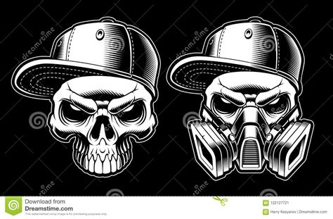 Black and White Graffiti Skulls Stock Vector - Illustration of black ...