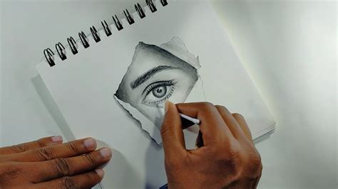 How to draw an Eye in torn paper | Realistic 3D drawing step by step ...