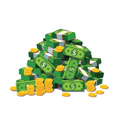 Big Pile Of Cash Money And Some Gold Coins Stock Illustration ...