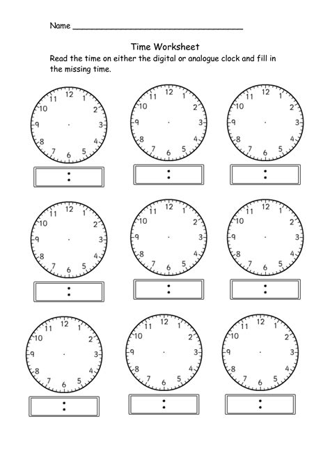 Free Clock Time Worksheets