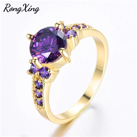 Aliexpress.com : Buy RongXing Purple Round February Birthstone Rings ...