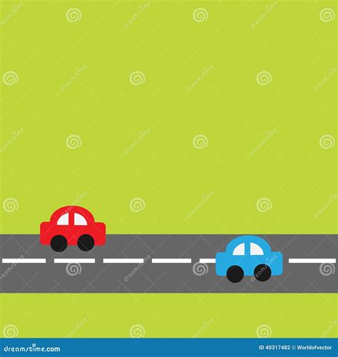 Background with Horizontal Road and Cartoon Cars. Stock Vector ...