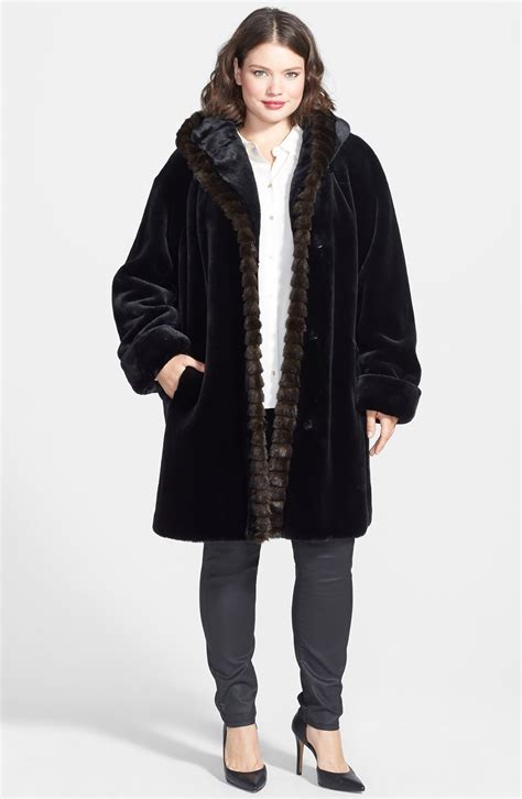 Gallery Hooded Faux Fur Coat (Plus Size) | Nordstrom