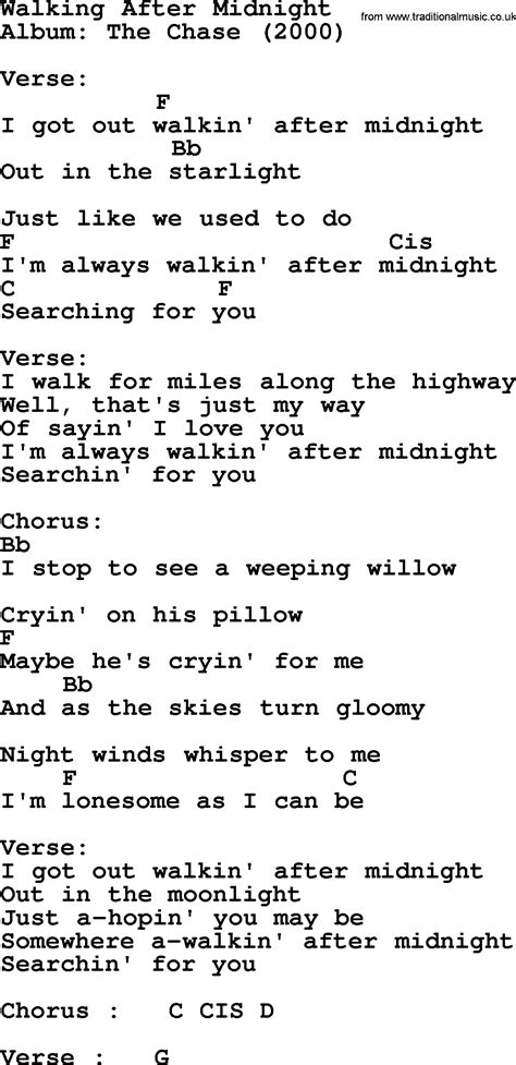 Garth Brooks song: Walking After Midnight, lyrics and chords | Walking ...