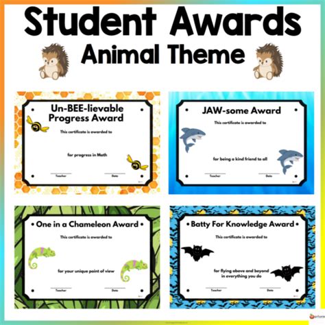 Editable Student Awards Animal Theme | Made By Teachers