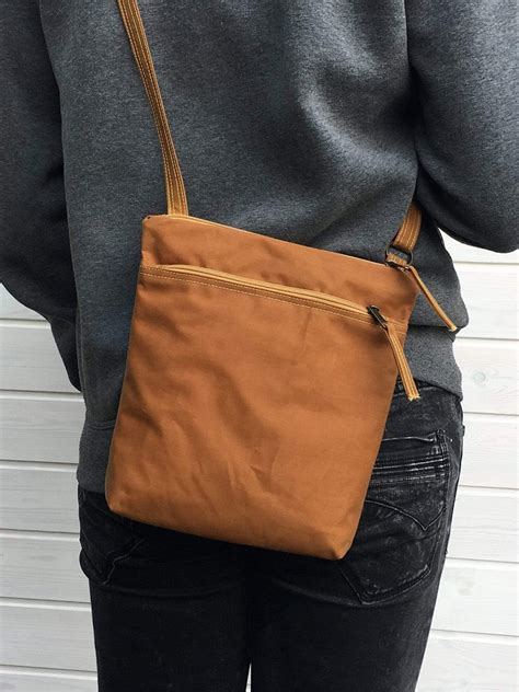 Mustard Waxed Canvas Cross Body Bag Vegan Purse | Aris Bags