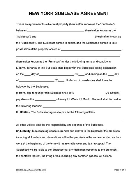 Free Commercial Sublease Agreement Template - Sfiveband.com