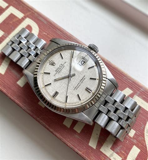 Vintage Rolex Datejust 1601 70s Automatic Silver Linen Dial Oyster Case ...