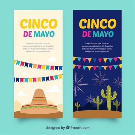 Free Vector | Set of cinco de mayo banners with traditional mexican ...