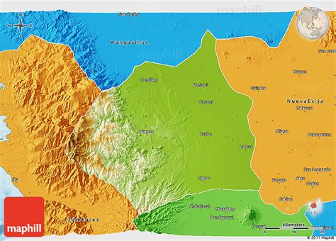 Physical 3D Map of Tarlac, political outside