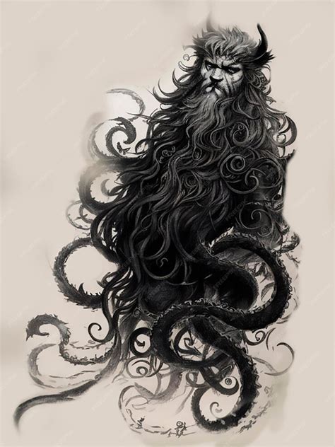 Premium AI Image | Fantasy style and characters Kraken black and white ...