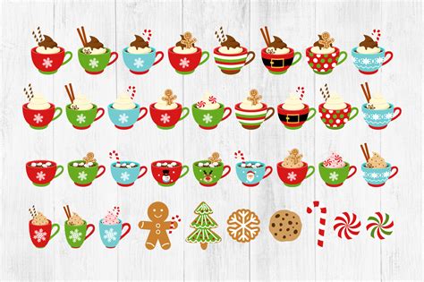 Christmas Mugs Clipart, Hot Chocolate Mugs, Holiday Mugs, PNG By Twingenuity Graphics ...