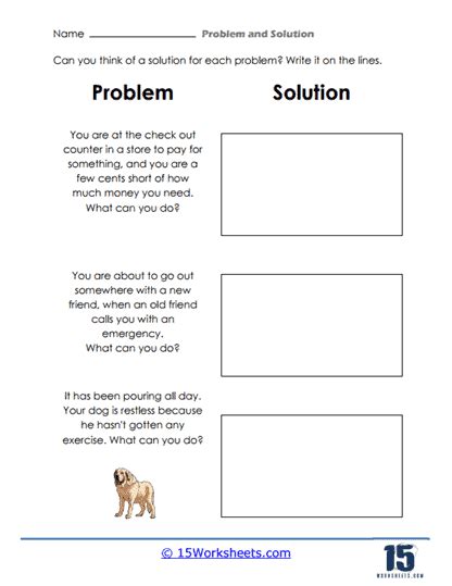 Problem and Solution Worksheets - 15 Worksheets.com