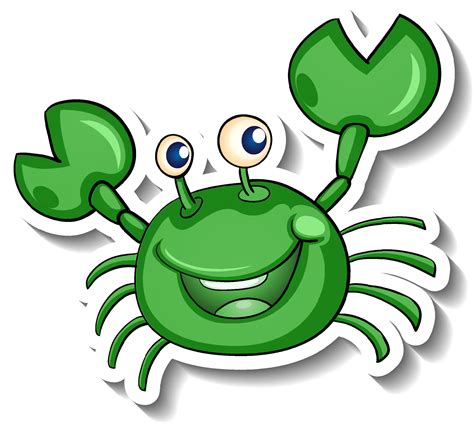 Smiling green crab cartoon sticker 4382650 Vector Art at Vecteezy