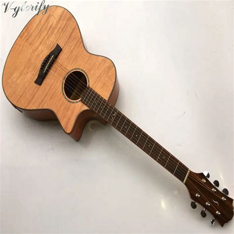 Hand made Okoume flame maple wood acoustic electric guitar 40inch-in Guitar from Sports ...