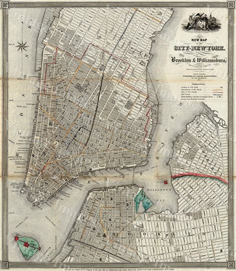 new york map 1840 Old Map Of New York City Vintage Manhattan Map ...