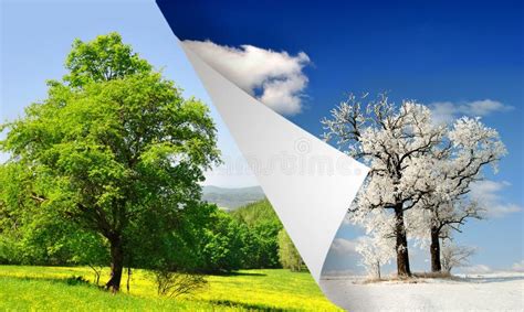 Spring And Winter Landscape Stock Photo - Image of seasonal, cold: 17753808