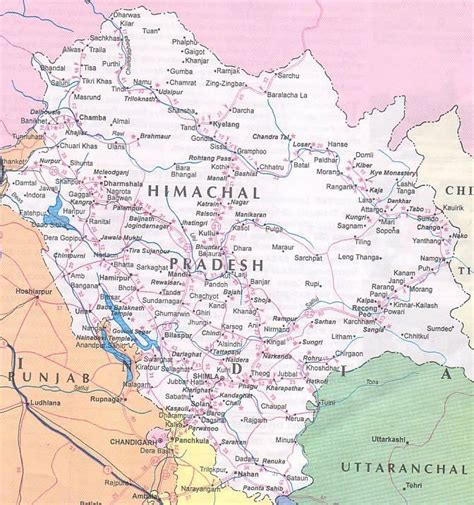 Himachal & Pradesh area map, India | Himachal pradesh, Tourist map ...