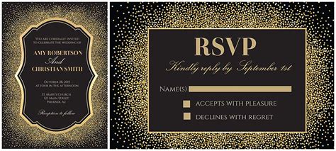 Gold and glitter wedding invitation | Free download