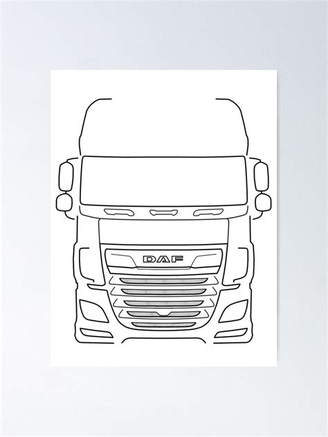 "DAF XF series truck outline graphic (black) " Poster for Sale by ...