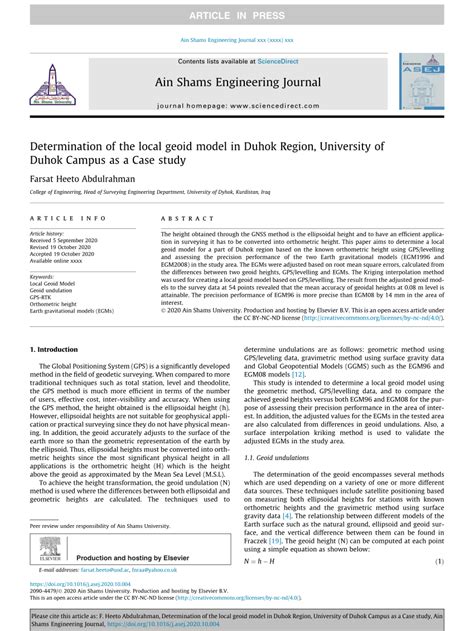 (PDF) Determination of the local geoid model in Duhok Region ...