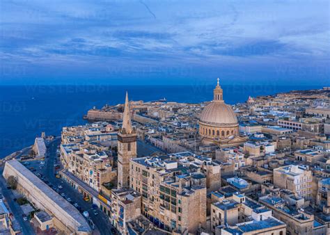 Aerial view of the Valletta Skyline in Malta. Capital of Malta stock photo