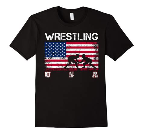 Wrestling Team Gift – American Flag Wrestling T-Shirt-Art – Artvinatee