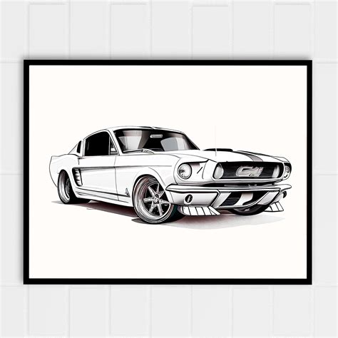 Ford Mustang White and Black, Clip Car Art Vector Download, PNG, Ai ...