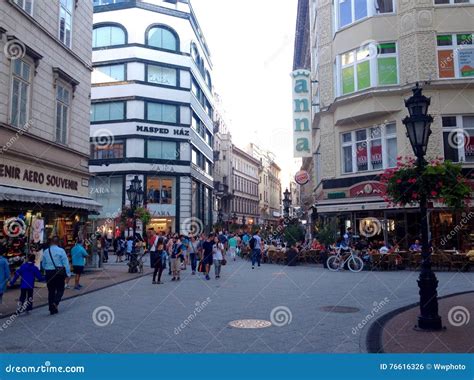 Budapest street view editorial photo. Image of destinations - 76616326