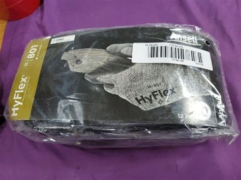 US$41.99 ONLY 12 pr Ansell HyFlex 11-801 Gloves Size 10 XL Nitrile Coated 5AJ30