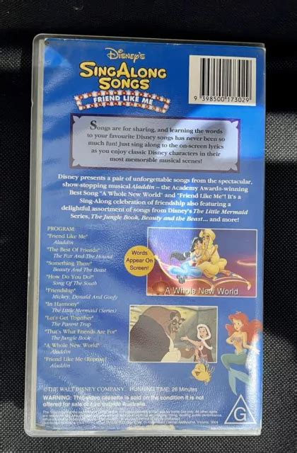 DISNEY'S SING ALONG Songs Friend Like Me Vhs Pal $10.00 - PicClick AU