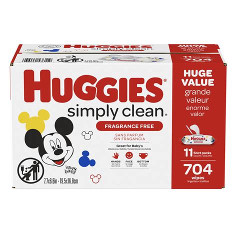 Huggies Simply Clean Unscented Baby Wipes, 11 Flip Lid Packs (704 Wipes Total) - Walmart.com ...