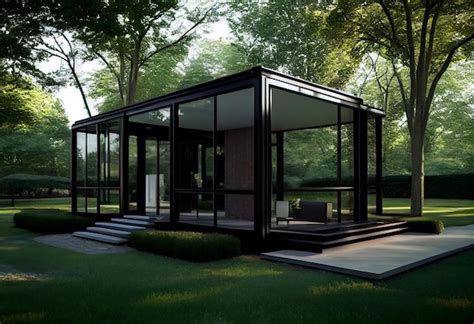 Premium Photo | Modernist architecture of the glass house