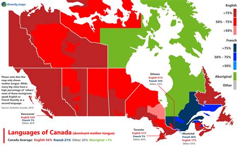 Languages of Canada : r/MapPorn