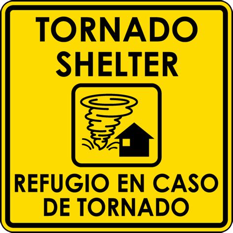 Bilingual Tornado Shelter Sign - Save 10% Instantly