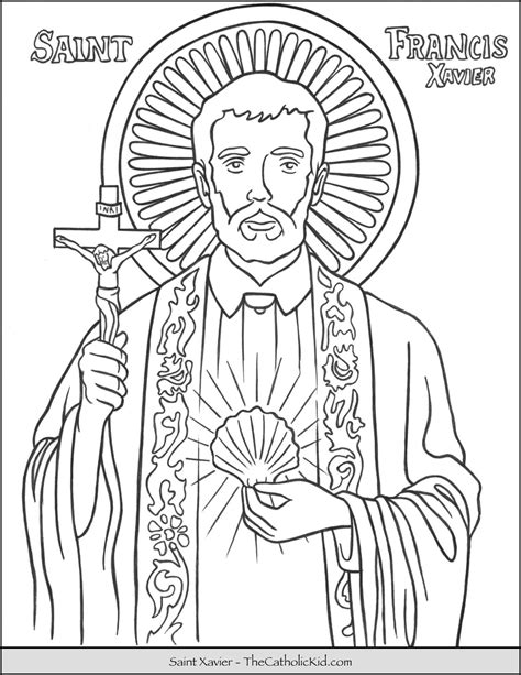 Saint Francis Xavier Coloring Page - TheCatholicKid.com