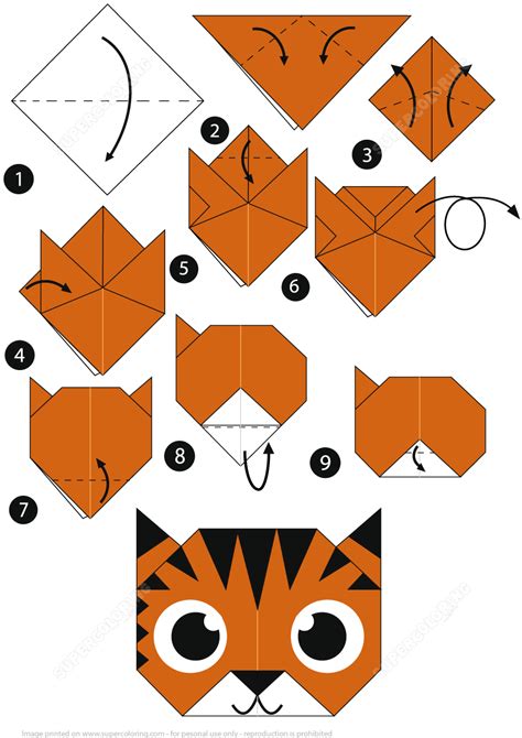 How to Make an Origami Tiger Face Step by Step Instructions from Origami (Paper Folding ...