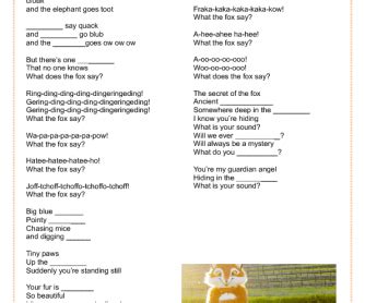 Song Worksheet: What Does the Fox Say by Ylvis